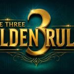 Illustration of "The Three Golden Rules" in gold text on a textured background, concept of strategic guidelines for account management.