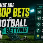 Props Money Meaning football betting graphic showing prop bets in football betting, a soccer ball, tactical board, whistle, stadium lights, and common prop bet examples.
